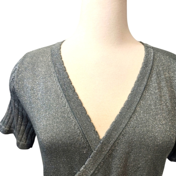 EUC SOFT SURROUNDINGS LUMINE SPARKLE SURPLICE SWEATER DRESS IN DUSTY AQUA SZ M - Picture 8 of 12